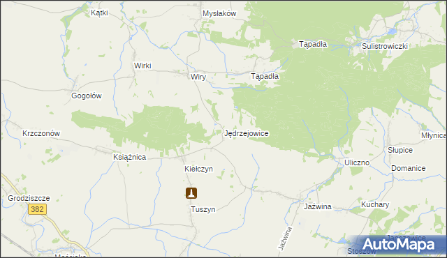 mapa Jędrzejowice gmina Dzierżoniów, Jędrzejowice gmina Dzierżoniów na mapie Targeo