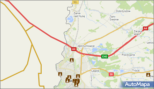 mapa Jędrzychowice gmina Zgorzelec, Jędrzychowice gmina Zgorzelec na mapie Targeo