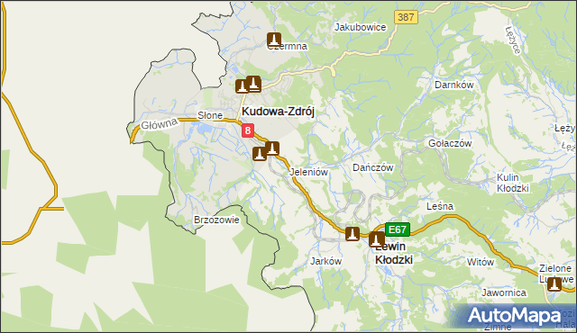 mapa Jeleniów gmina Lewin Kłodzki, Jeleniów gmina Lewin Kłodzki na mapie Targeo