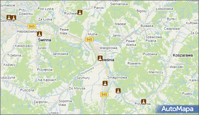 mapa Jeleśnia, Jeleśnia na mapie Targeo