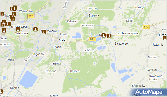 mapa Jeziórko gmina Grębów, Jeziórko gmina Grębów na mapie Targeo