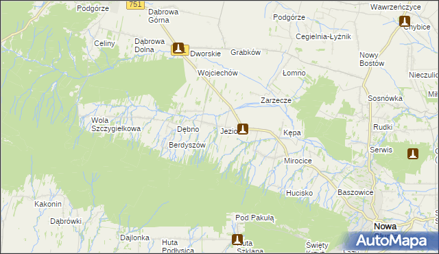 mapa Jeziorko gmina Nowa Słupia, Jeziorko gmina Nowa Słupia na mapie Targeo