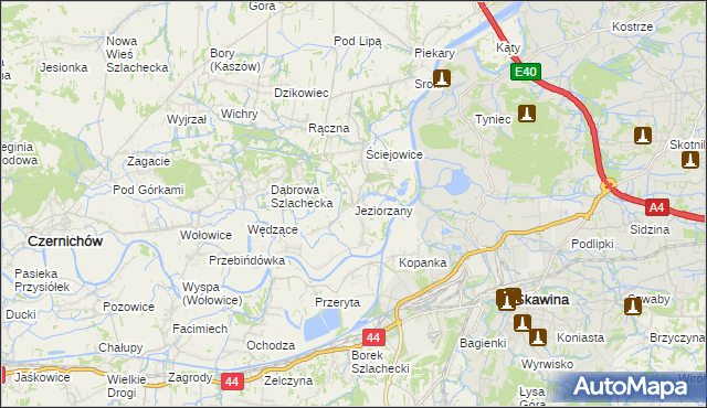 mapa Jeziorzany gmina Liszki, Jeziorzany gmina Liszki na mapie Targeo