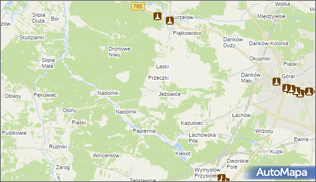 mapa Jeżowice, Jeżowice na mapie Targeo