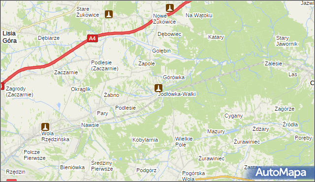 mapa Jodłówka-Wałki, Jodłówka-Wałki na mapie Targeo