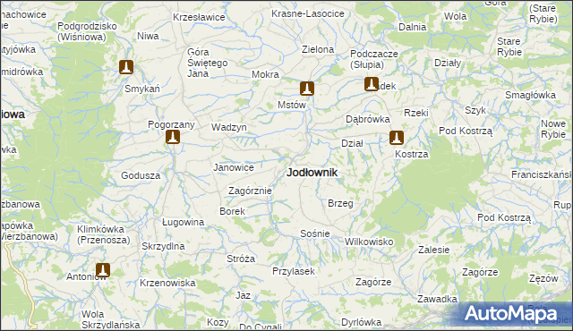 mapa Jodłownik, Jodłownik na mapie Targeo