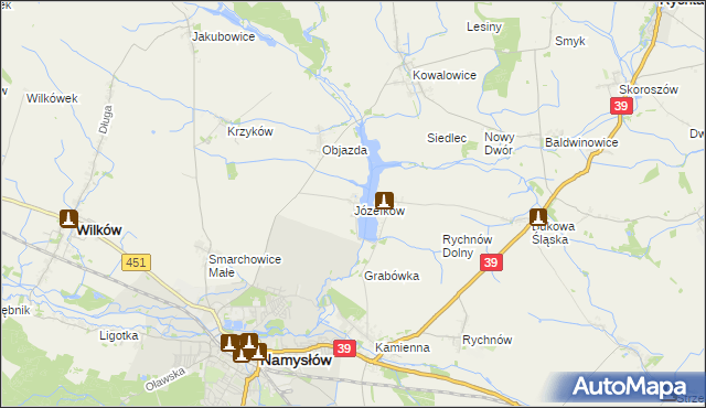 mapa Józefków gmina Namysłów, Józefków gmina Namysłów na mapie Targeo
