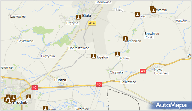 mapa Józefów gmina Biała, Józefów gmina Biała na mapie Targeo