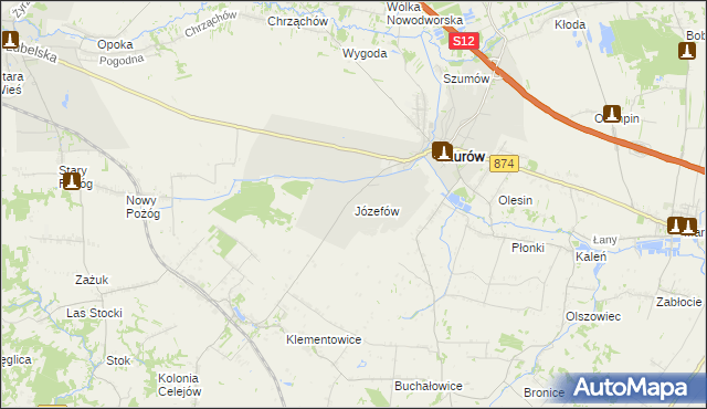 mapa Józefów gmina Kurów, Józefów gmina Kurów na mapie Targeo