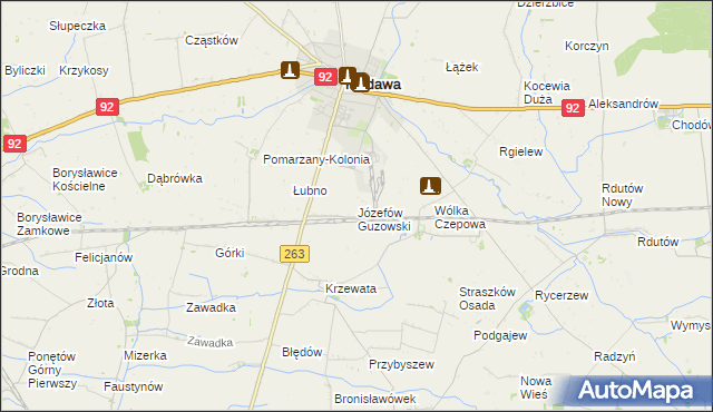 mapa Józefów Guzowski, Józefów Guzowski na mapie Targeo