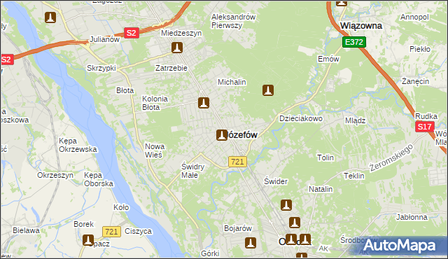 mapa Józefów powiat otwocki, Józefów powiat otwocki na mapie Targeo