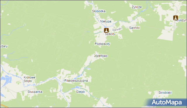 mapa Józefowo gmina Gródek, Józefowo gmina Gródek na mapie Targeo