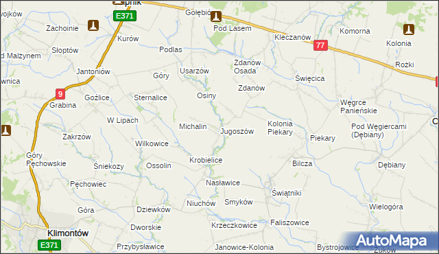 mapa Jugoszów, Jugoszów na mapie Targeo