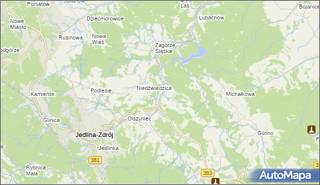 mapa Jugowice gmina Walim, Jugowice gmina Walim na mapie Targeo