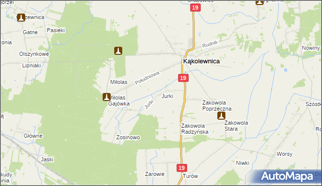 mapa Jurki gmina Kąkolewnica, Jurki gmina Kąkolewnica na mapie Targeo