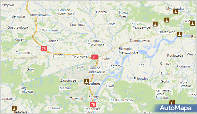 mapa Jurków gmina Czchów, Jurków gmina Czchów na mapie Targeo