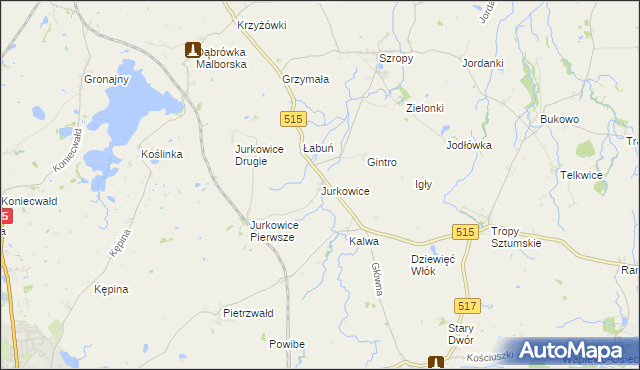mapa Jurkowice gmina Stary Targ, Jurkowice gmina Stary Targ na mapie Targeo