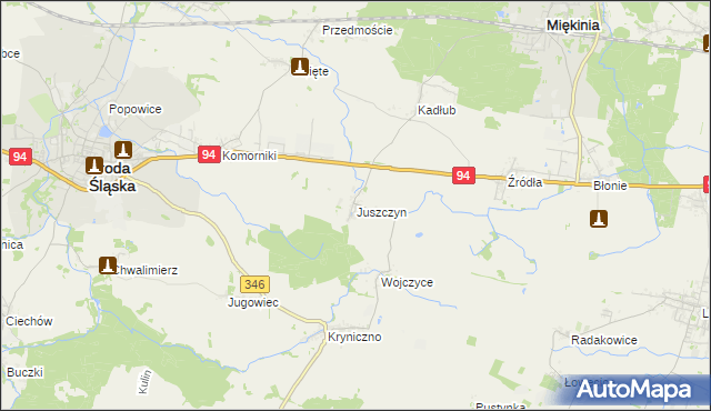 mapa Juszczyn gmina Środa Śląska, Juszczyn gmina Środa Śląska na mapie Targeo