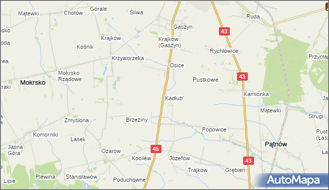 mapa Kadłub gmina Wieluń, Kadłub gmina Wieluń na mapie Targeo