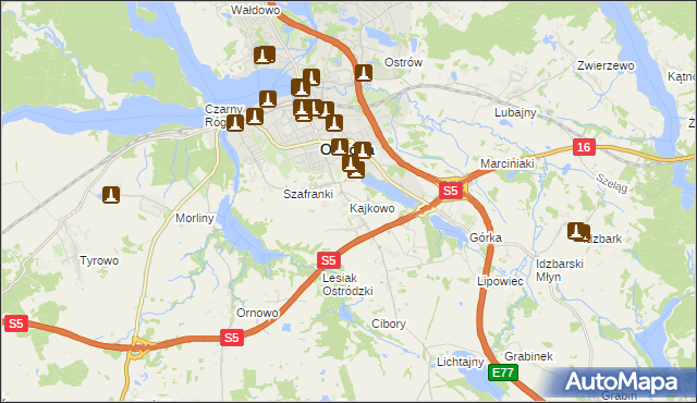 mapa Kajkowo, Kajkowo na mapie Targeo