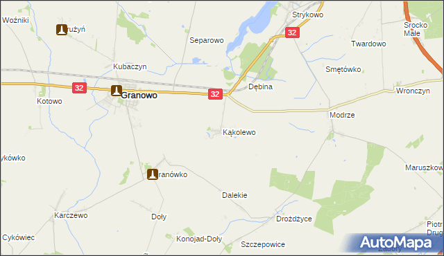 mapa Kąkolewo gmina Granowo, Kąkolewo gmina Granowo na mapie Targeo