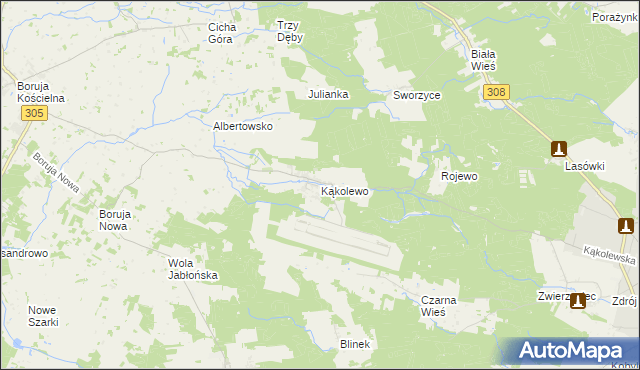 mapa Kąkolewo gmina Grodzisk Wielkopolski, Kąkolewo gmina Grodzisk Wielkopolski na mapie Targeo