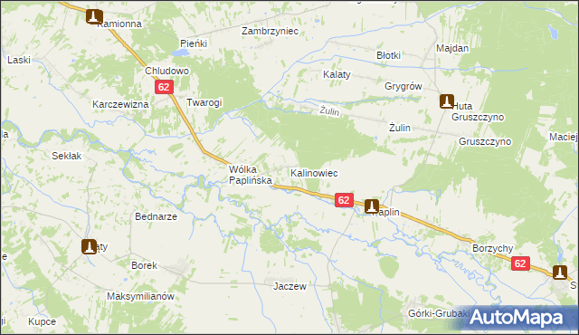 mapa Kalinowiec gmina Łochów, Kalinowiec gmina Łochów na mapie Targeo