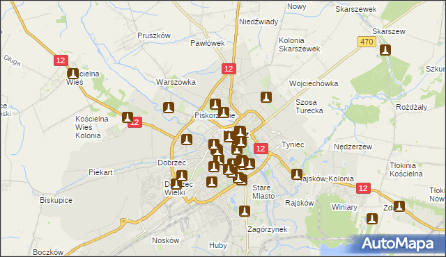 mapa Kalisza, Kalisz na mapie Targeo