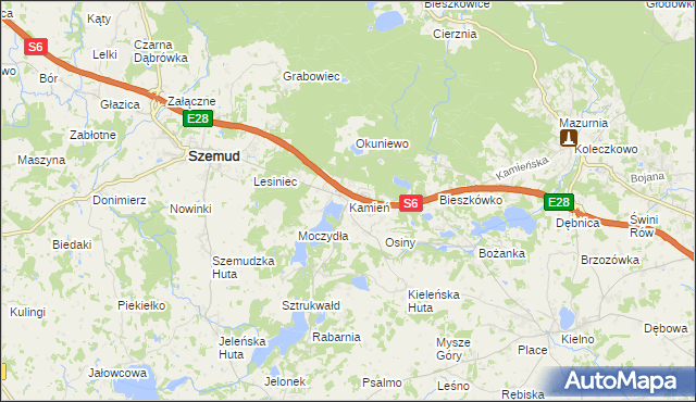 mapa Kamień gmina Szemud, Kamień gmina Szemud na mapie Targeo