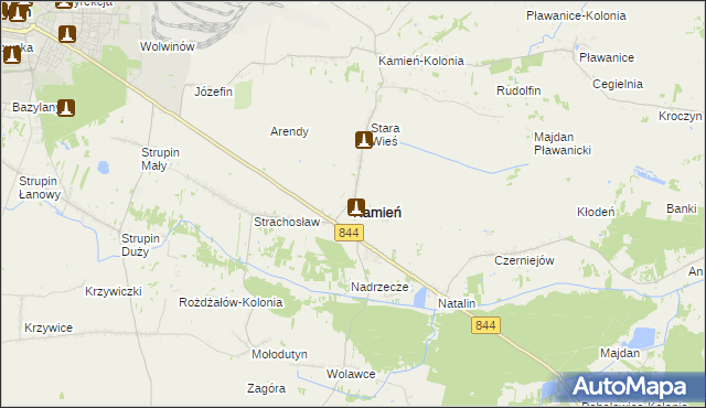 mapa Kamień powiat chełmski, Kamień powiat chełmski na mapie Targeo