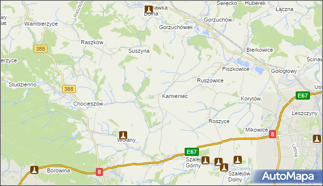 mapa Kamieniec gmina Kłodzko, Kamieniec gmina Kłodzko na mapie Targeo