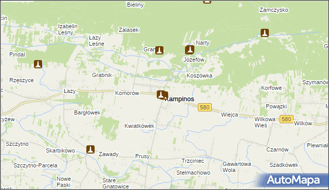 mapa Kampinos, Kampinos na mapie Targeo