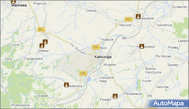 mapa Kańczuga powiat przeworski, Kańczuga powiat przeworski na mapie Targeo