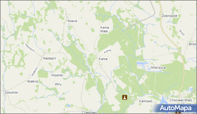mapa Kania gmina Chociwel, Kania gmina Chociwel na mapie Targeo