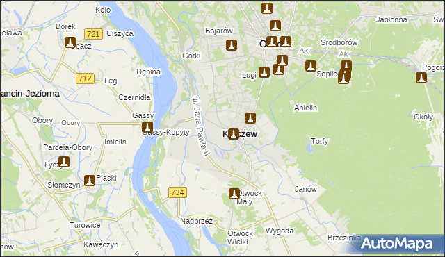 mapa Karczew powiat otwocki, Karczew powiat otwocki na mapie Targeo
