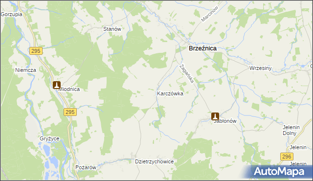mapa Karczówka gmina Brzeźnica, Karczówka gmina Brzeźnica na mapie Targeo