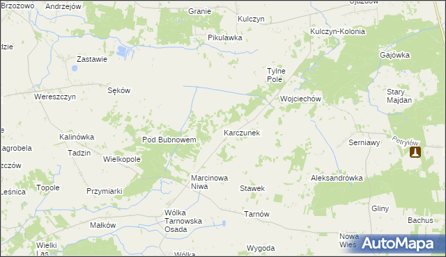 mapa Karczunek gmina Wierzbica, Karczunek gmina Wierzbica na mapie Targeo
