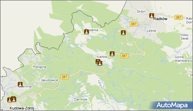 mapa Karłów gmina Radków, Karłów gmina Radków na mapie Targeo