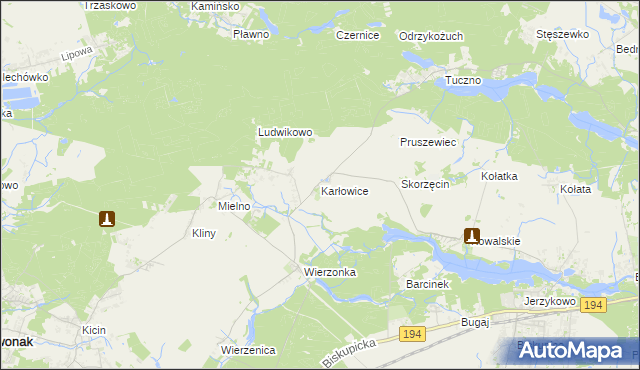mapa Karłowice gmina Swarzędz, Karłowice gmina Swarzędz na mapie Targeo