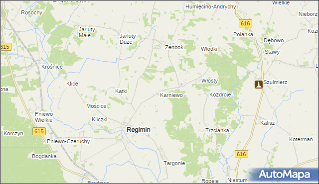 mapa Karniewo gmina Regimin, Karniewo gmina Regimin na mapie Targeo