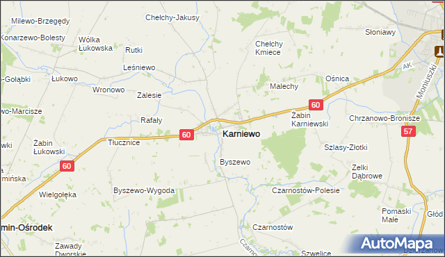 mapa Karniewo powiat makowski, Karniewo powiat makowski na mapie Targeo