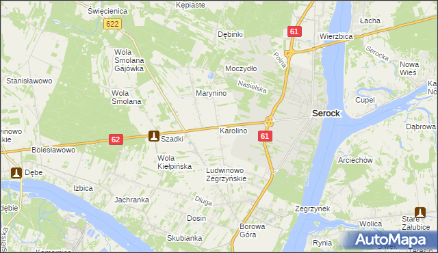 mapa Karolino gmina Serock, Karolino gmina Serock na mapie Targeo