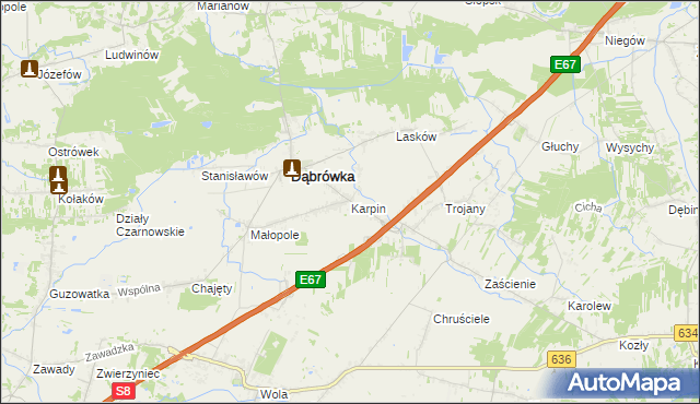 mapa Karpin gmina Dąbrówka, Karpin gmina Dąbrówka na mapie Targeo