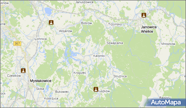 mapa Karpniki gmina Mysłakowice, Karpniki gmina Mysłakowice na mapie Targeo