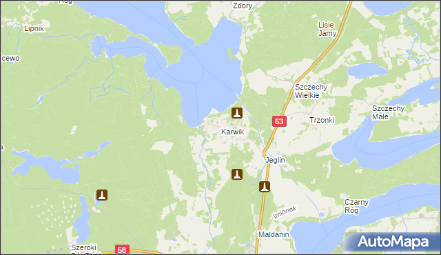 mapa Karwik, Karwik na mapie Targeo