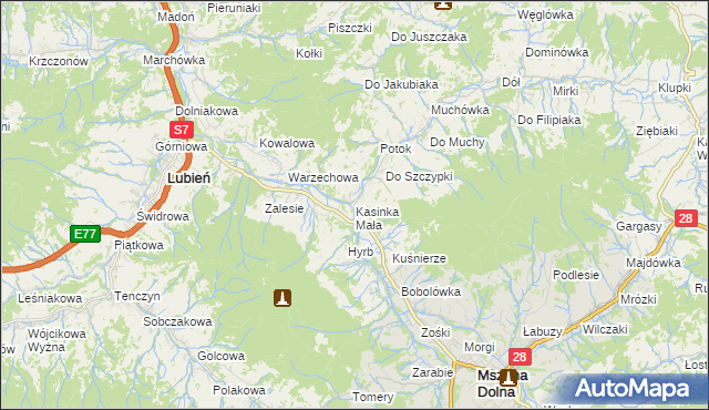 mapa Kasinka Mała, Kasinka Mała na mapie Targeo