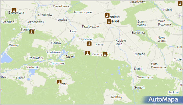 mapa Katarzynów gmina Kobiele Wielkie, Katarzynów gmina Kobiele Wielkie na mapie Targeo