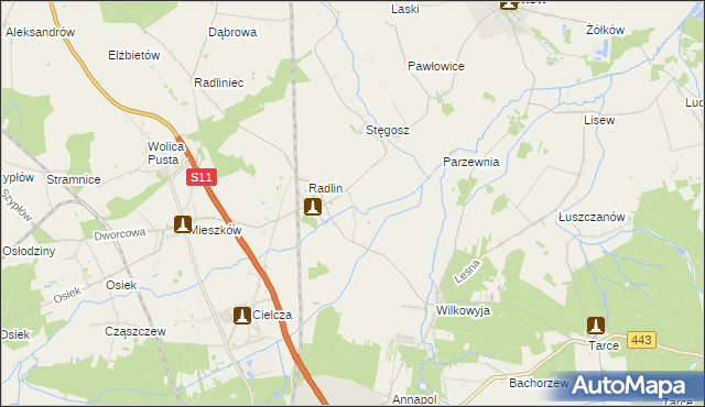 mapa Kąty gmina Jarocin, Kąty gmina Jarocin na mapie Targeo