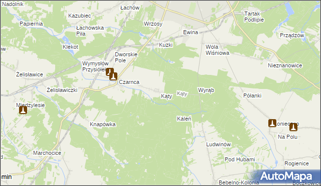 mapa Kąty gmina Włoszczowa, Kąty gmina Włoszczowa na mapie Targeo