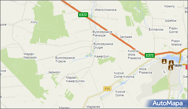 mapa Kawęczyn gmina Piaski, Kawęczyn gmina Piaski na mapie Targeo